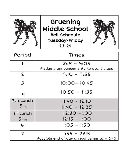Tuesday - Friday schedule